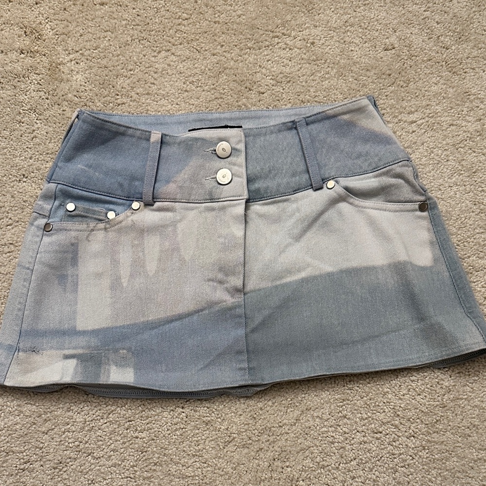 Trendy Blue and Gray Mini Skirt